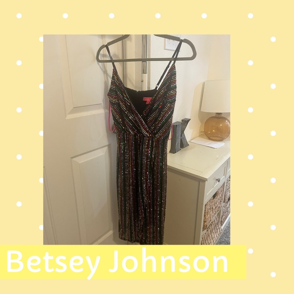 Betsey Johnson Sequin Dress with Vibrant Stripes